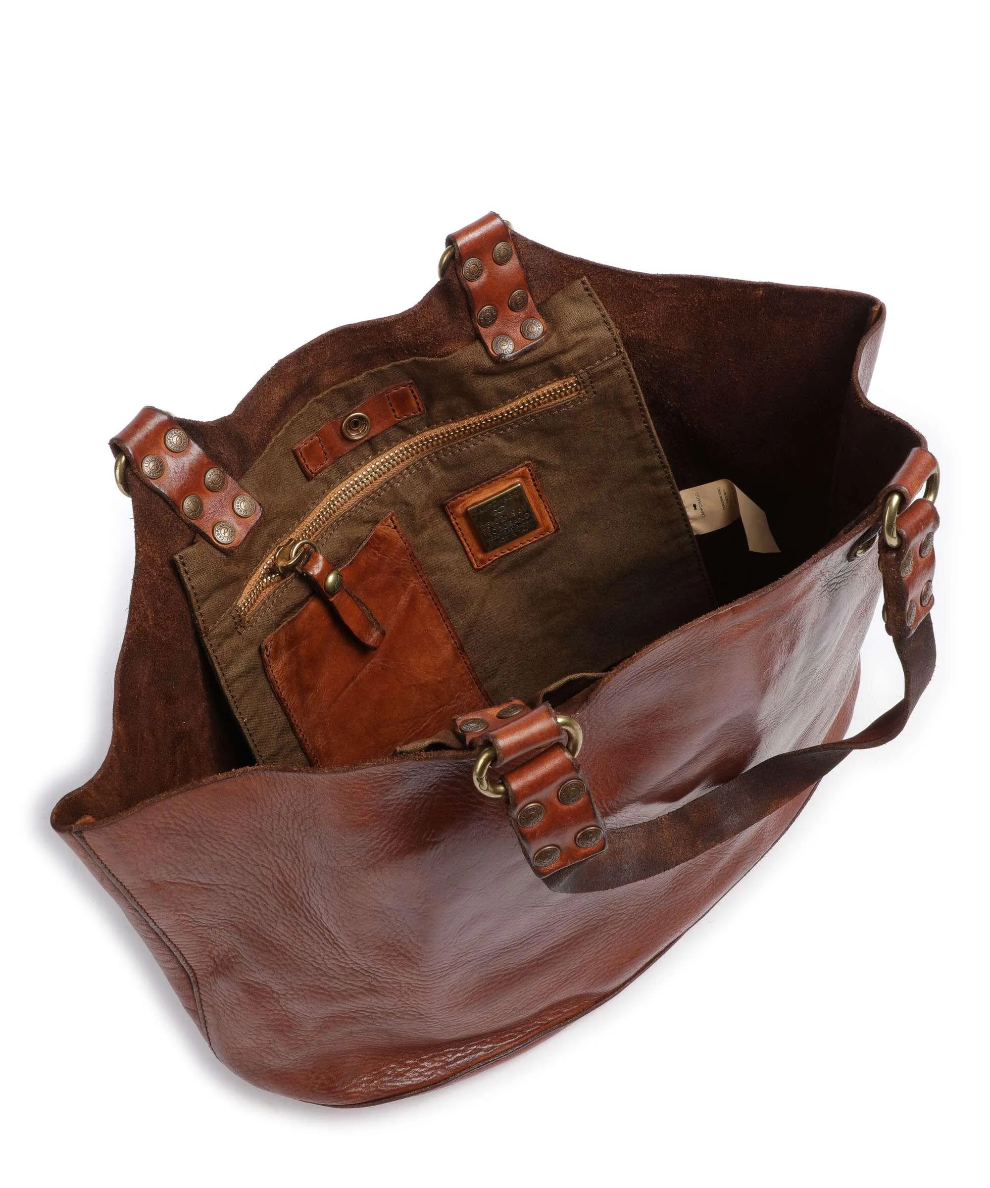  Campomaggi Borsa shopper pelle di vacchetta grana marrone  