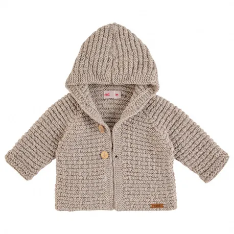 Cardigan con cappuccio in misto merino TORRONE