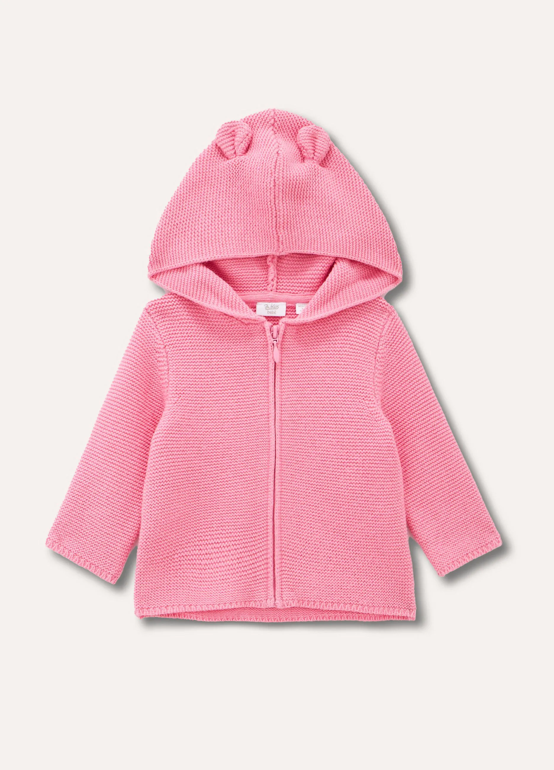 Cardigan con cappuccio in puro cotone neonata