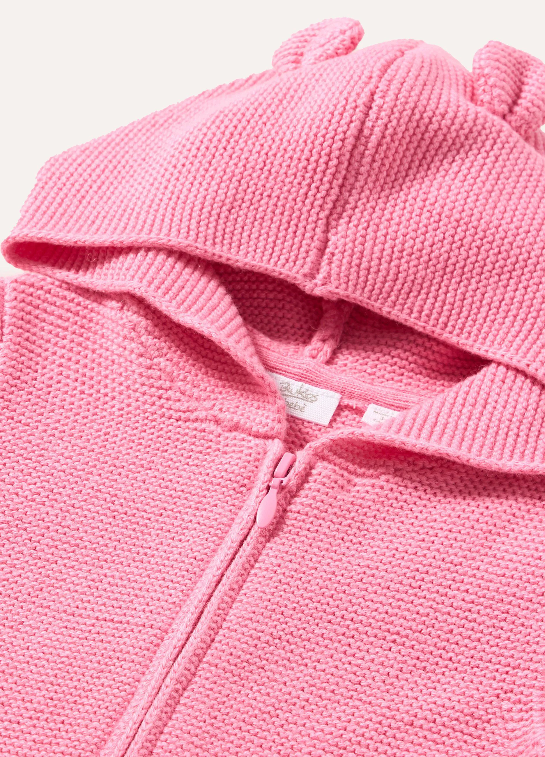 Cardigan con cappuccio in puro cotone neonata