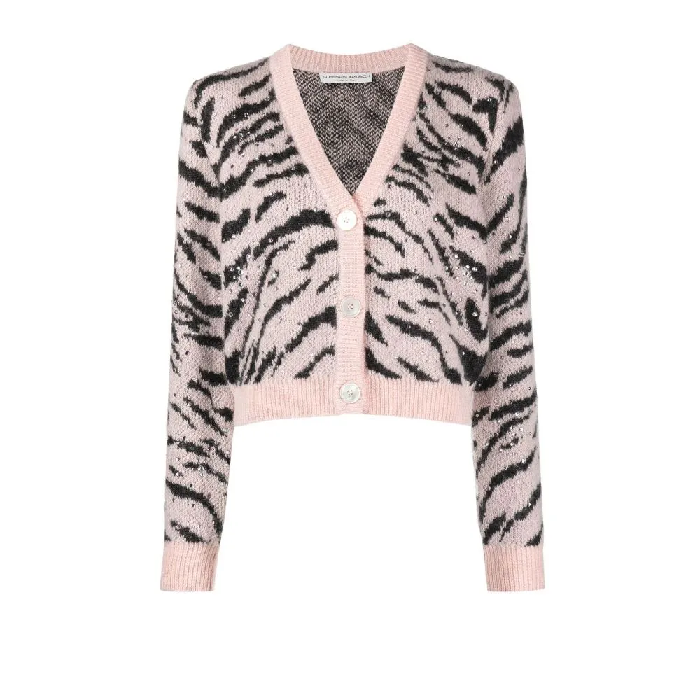 Cardigan con fantasia animalier-donna