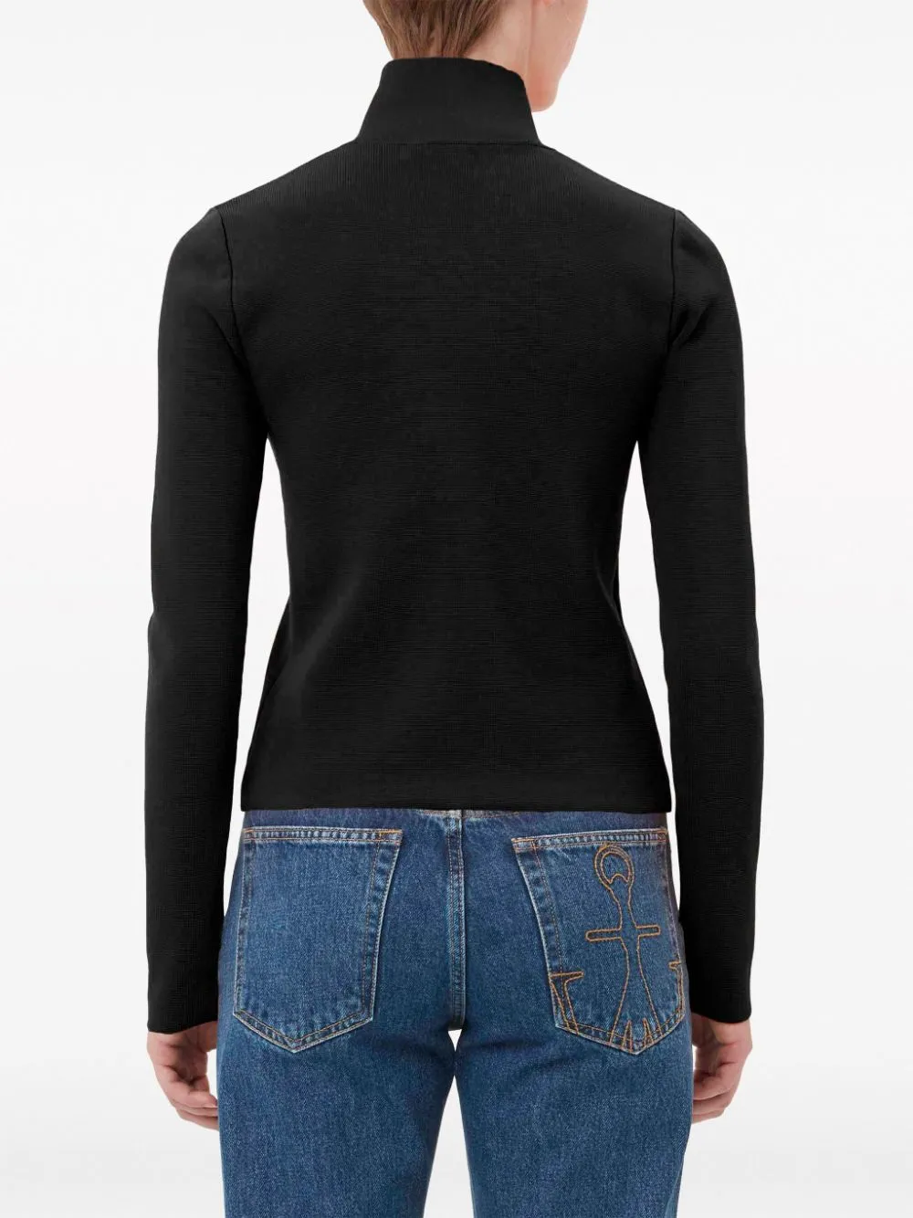 Cardigan con zip in nero - donna