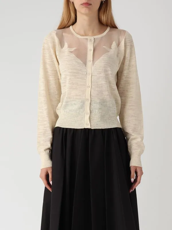 Cardigan donna Pinko in misto cotone Ecru'