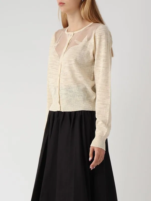 Cardigan donna Pinko in misto cotone Ecru'