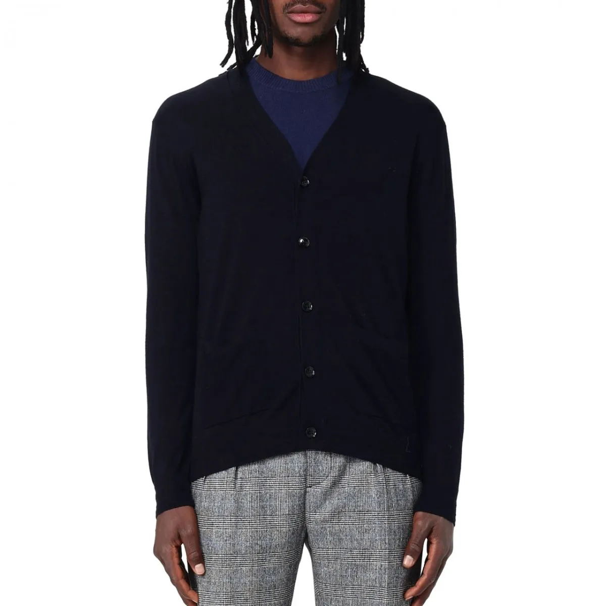 Cardigan In Maglia Cardbase Blu