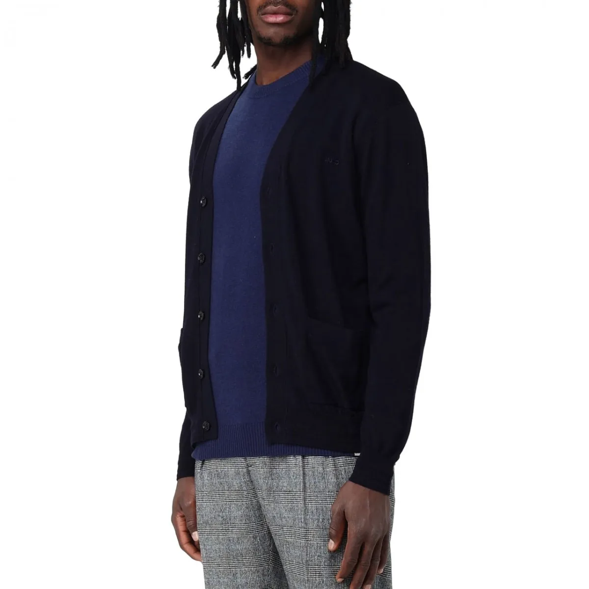 Cardigan In Maglia Cardbase Blu
