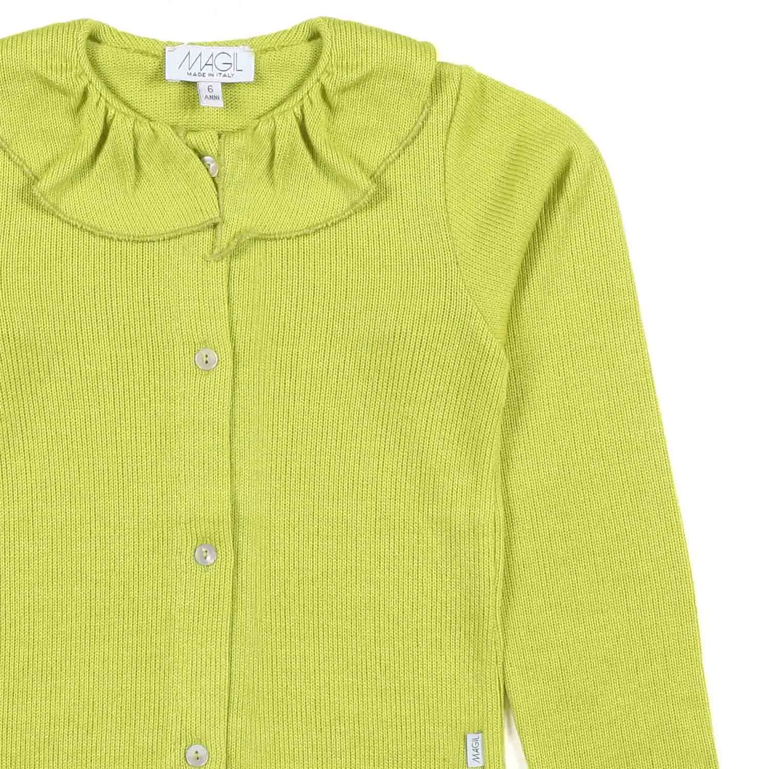 Cardigan Lime Con Collo Volants Bambina