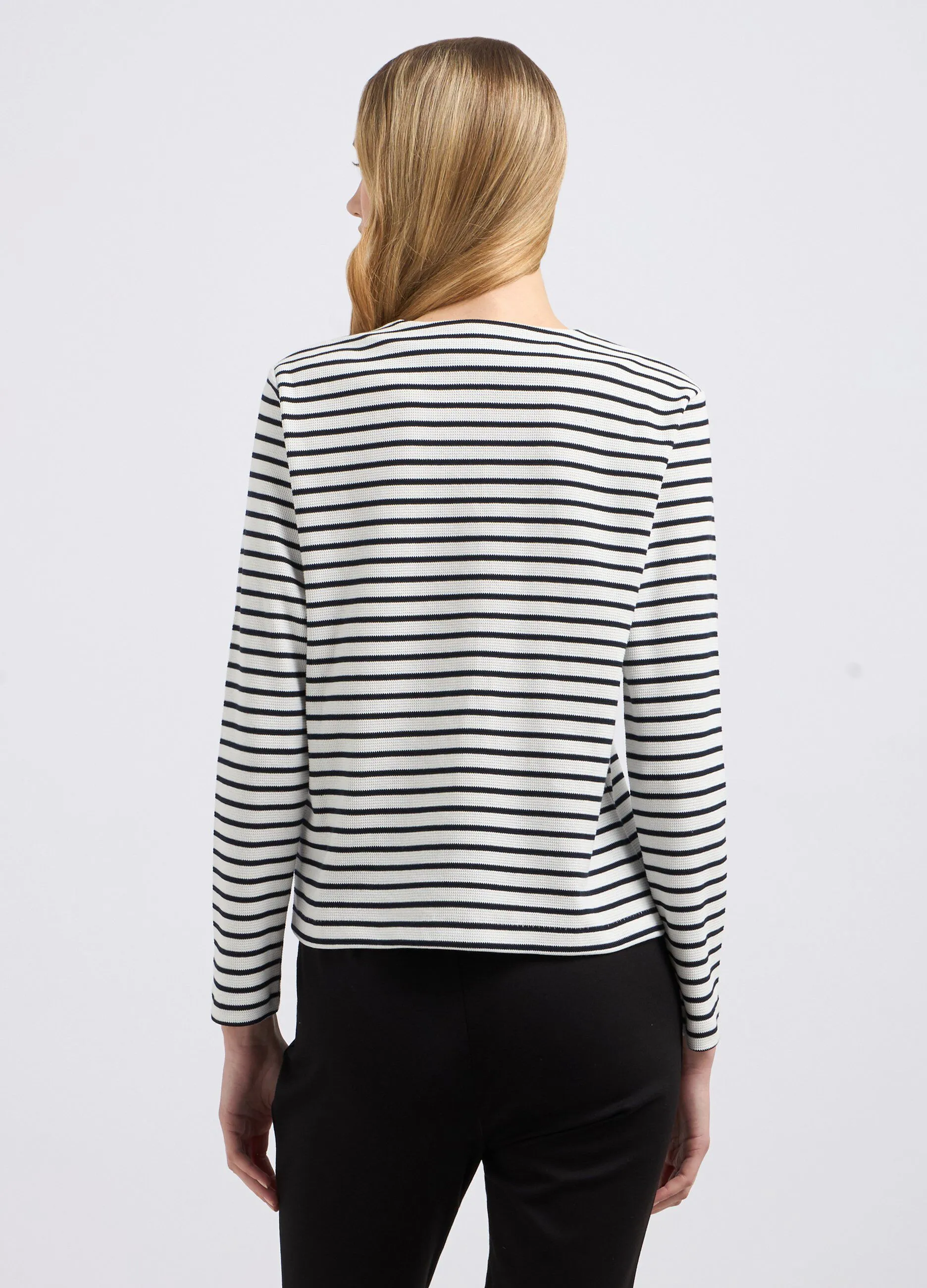 Cardigan rigato in misto cotone donna