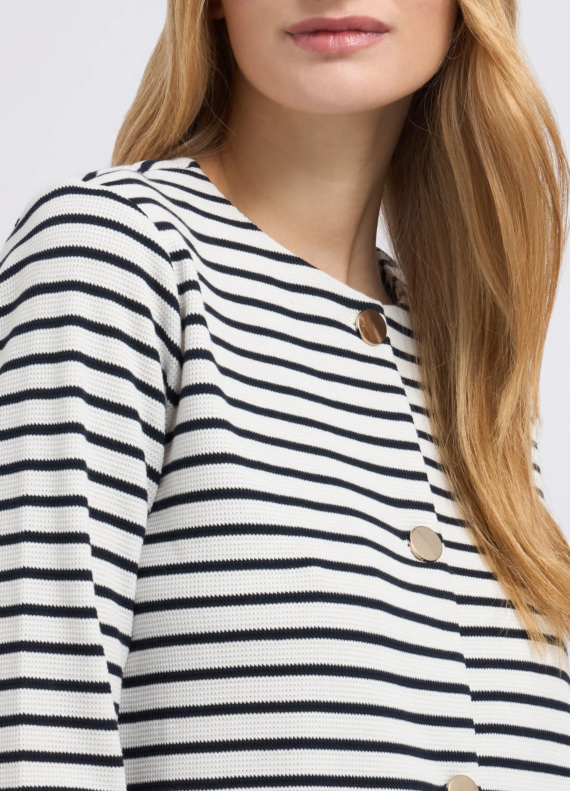 Cardigan rigato in misto cotone donna