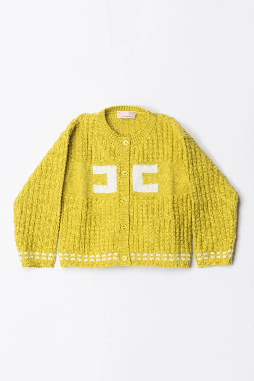 Cardigan Tricot con logo ricamato CEDAR/IVORY