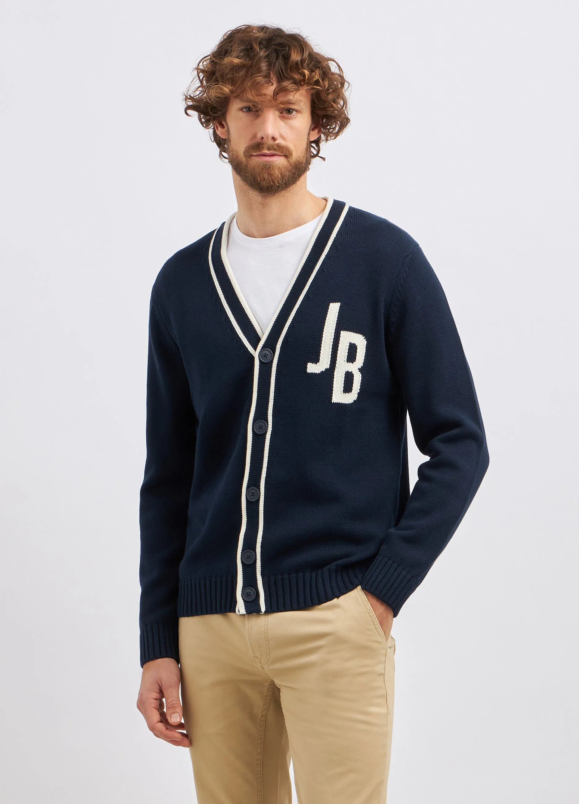 Cardigan tricot in puro cotone uomo