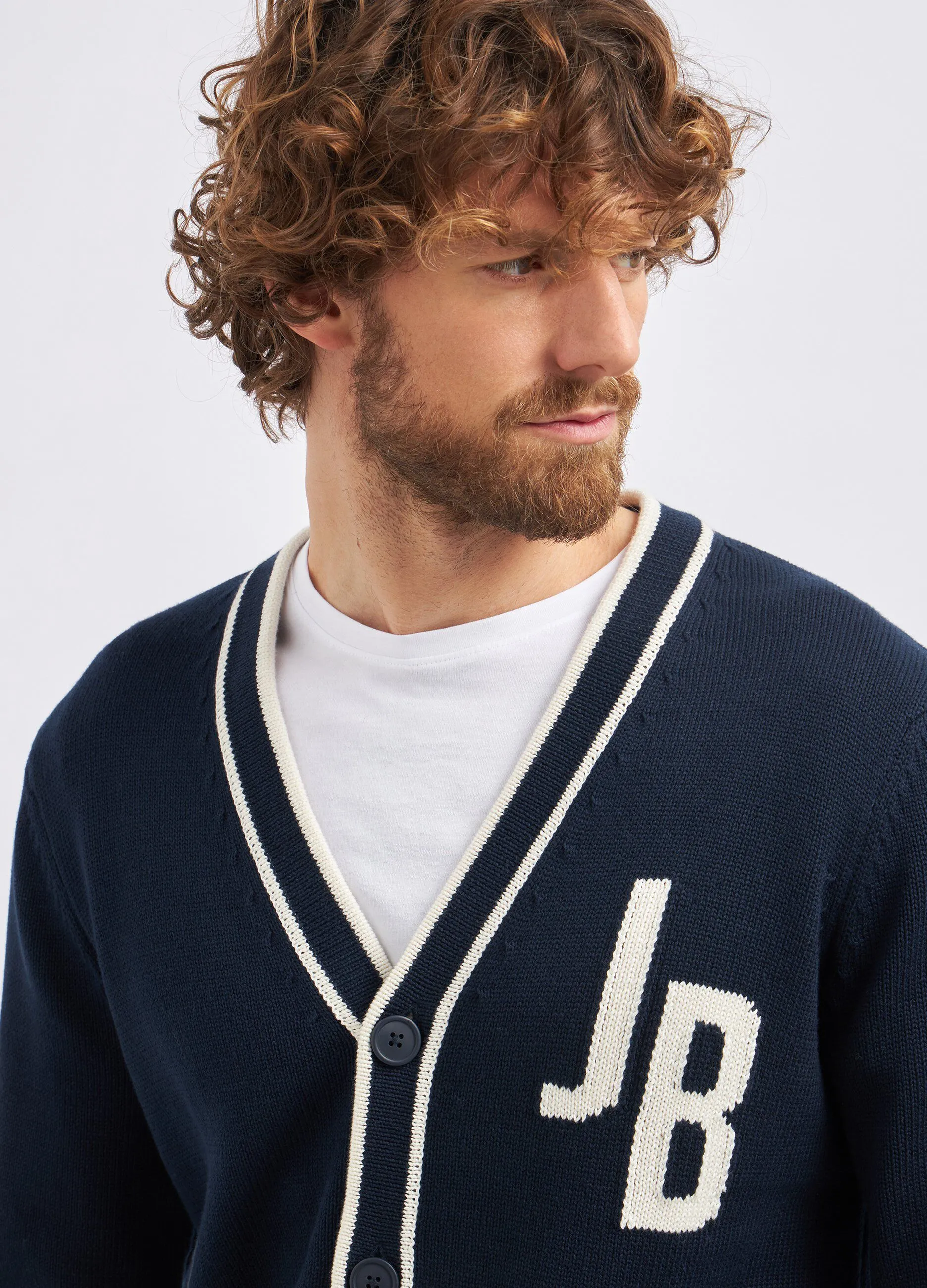 Cardigan tricot in puro cotone uomo