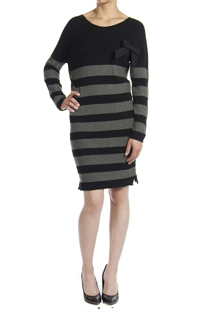 Carrera  ---------    ------------Abito in maglia a righe con lurex - Nero/verde