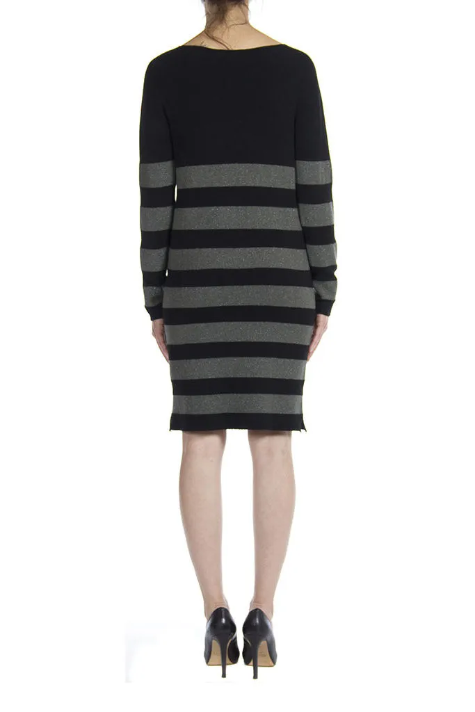 Carrera  ---------    ------------Abito in maglia a righe con lurex - Nero/verde