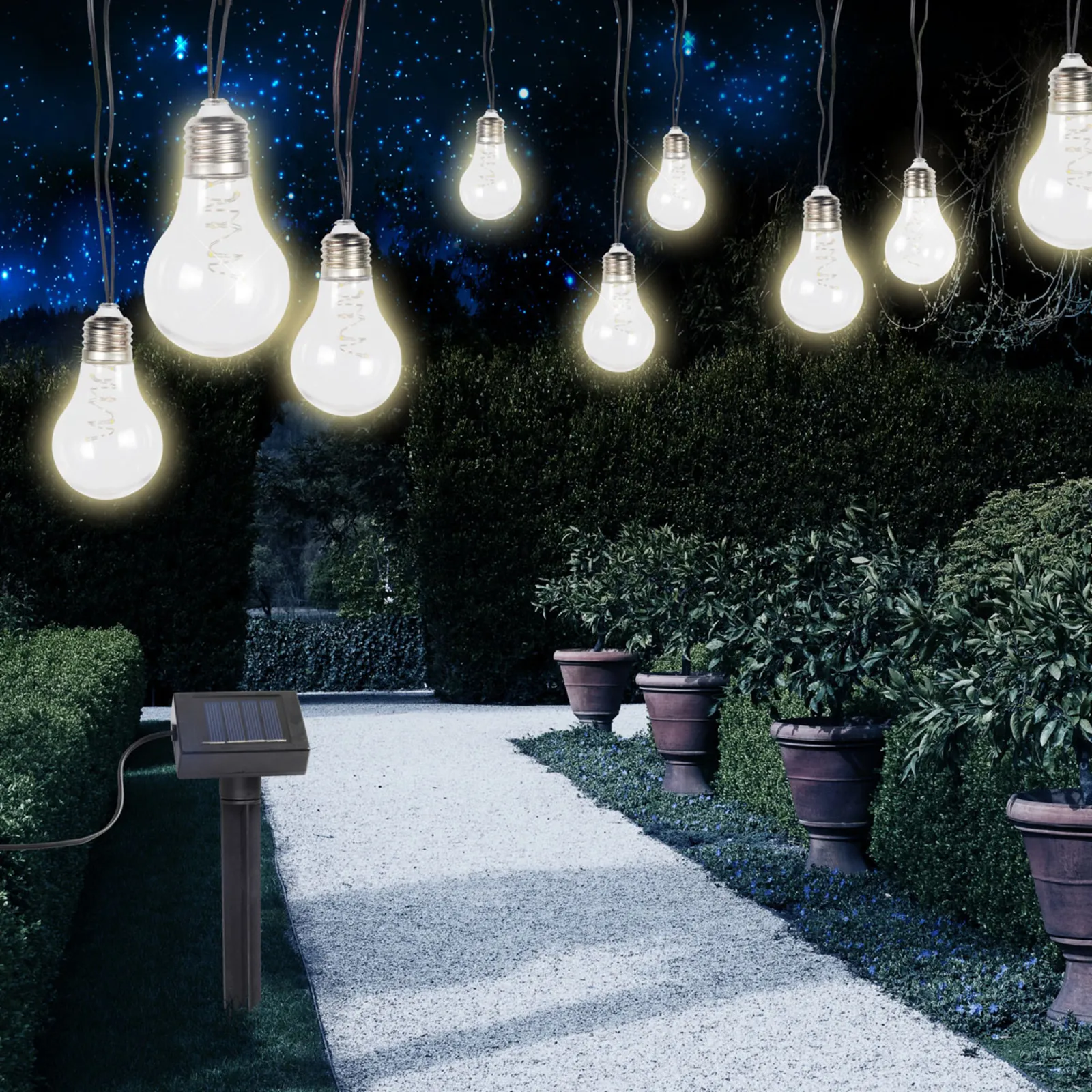 Catena luminosa solare LED 33708-10 argento