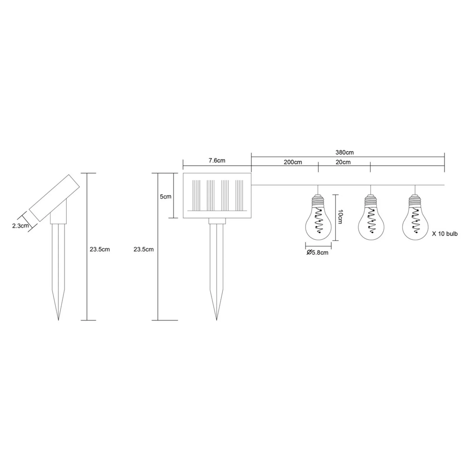 Catena luminosa solare LED 33708-10 argento