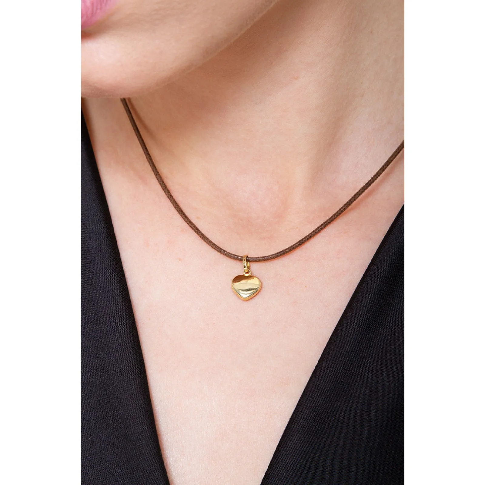 Ciondolo a cuore in oro giallo 18k, diametro 0.70 cm