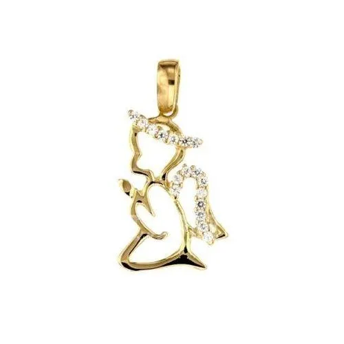 CIONDOLO ANGELO IN ORO GIALLO 18 KT CON ZIRCONI + COLLANA LACCIO IN OMAGGIO