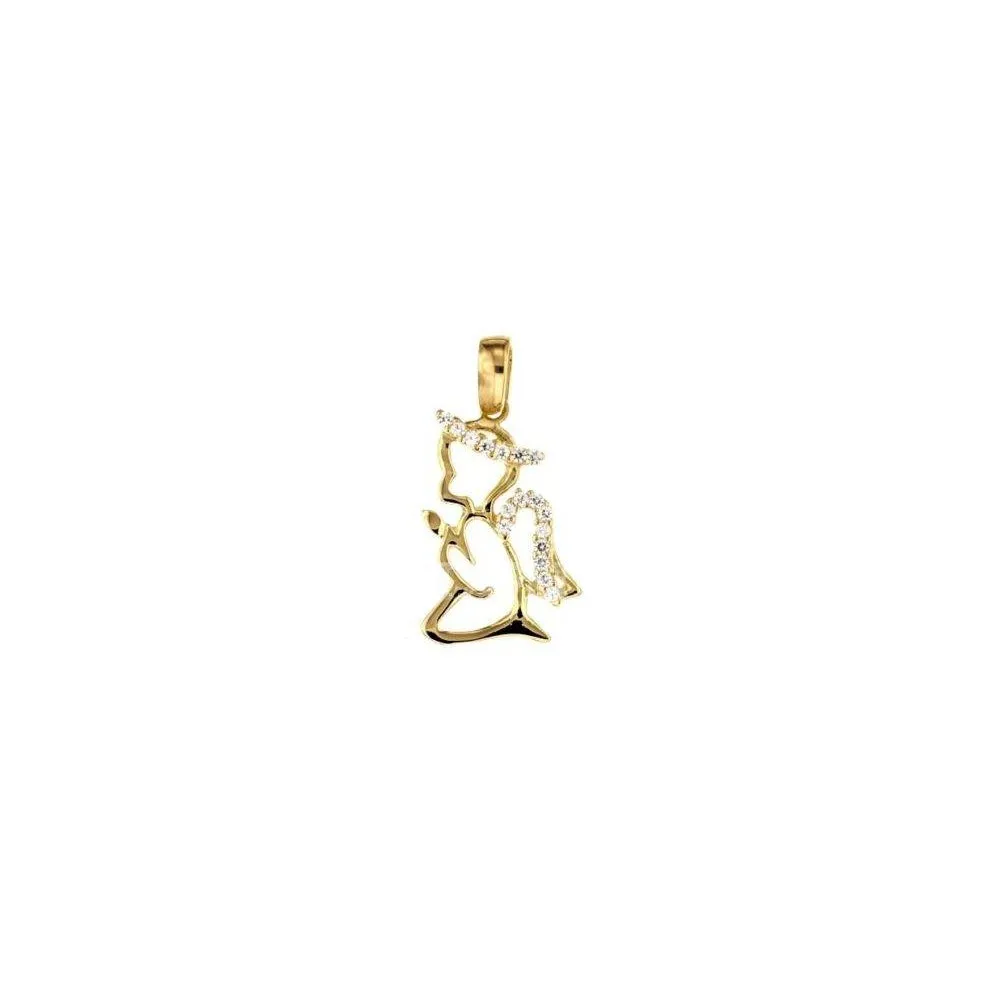 CIONDOLO ANGELO IN ORO GIALLO 18 KT CON ZIRCONI + COLLANA LACCIO IN OMAGGIO