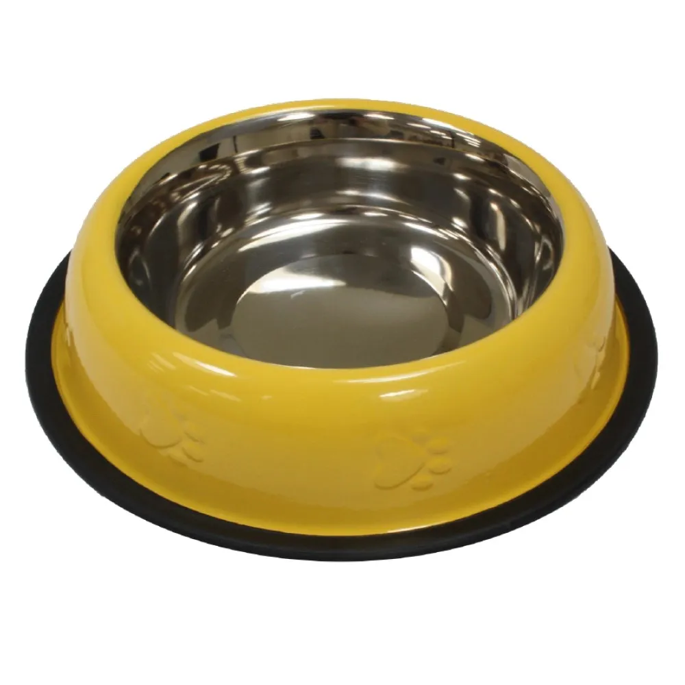 Ciotola cani multiuso in acciaio inossidabile giallo 950 ml