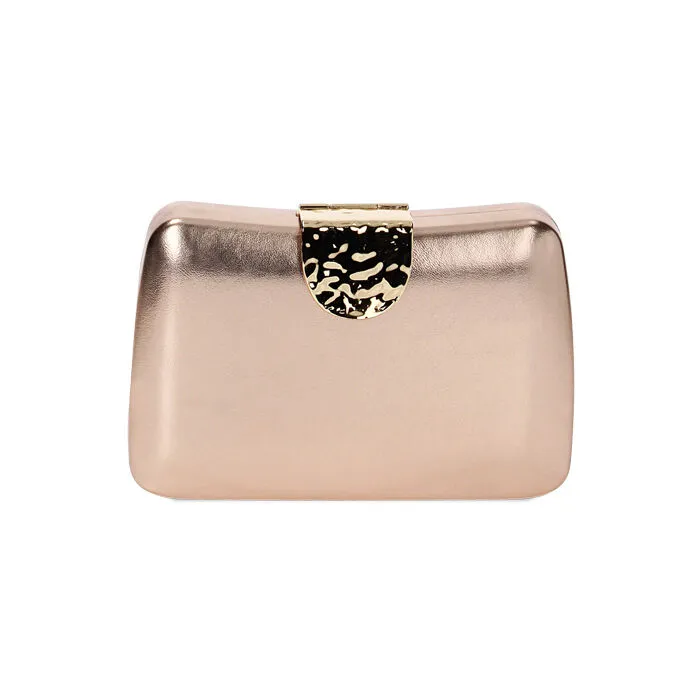 Clutch rosa-oro laminato