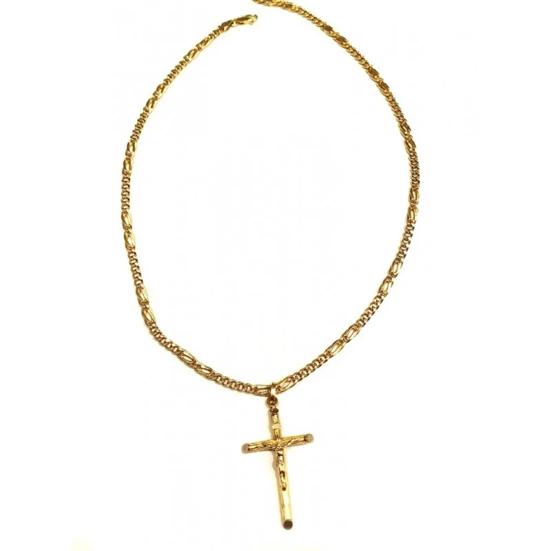 COLLANA CATENA IN ORO GIALLO 18 KT CON CROCIFISSO