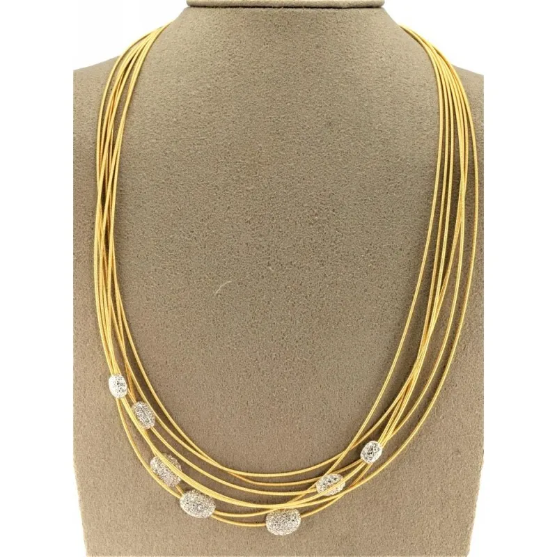 collana multifilo donna Bicego cg184-b in oro 750 giallo con diamanti  