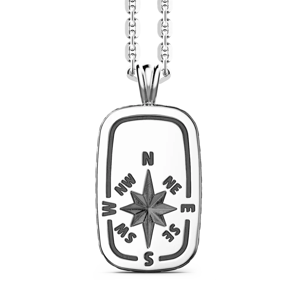 Collana Zancan in argento con pendente a targa e rosa dei venti.