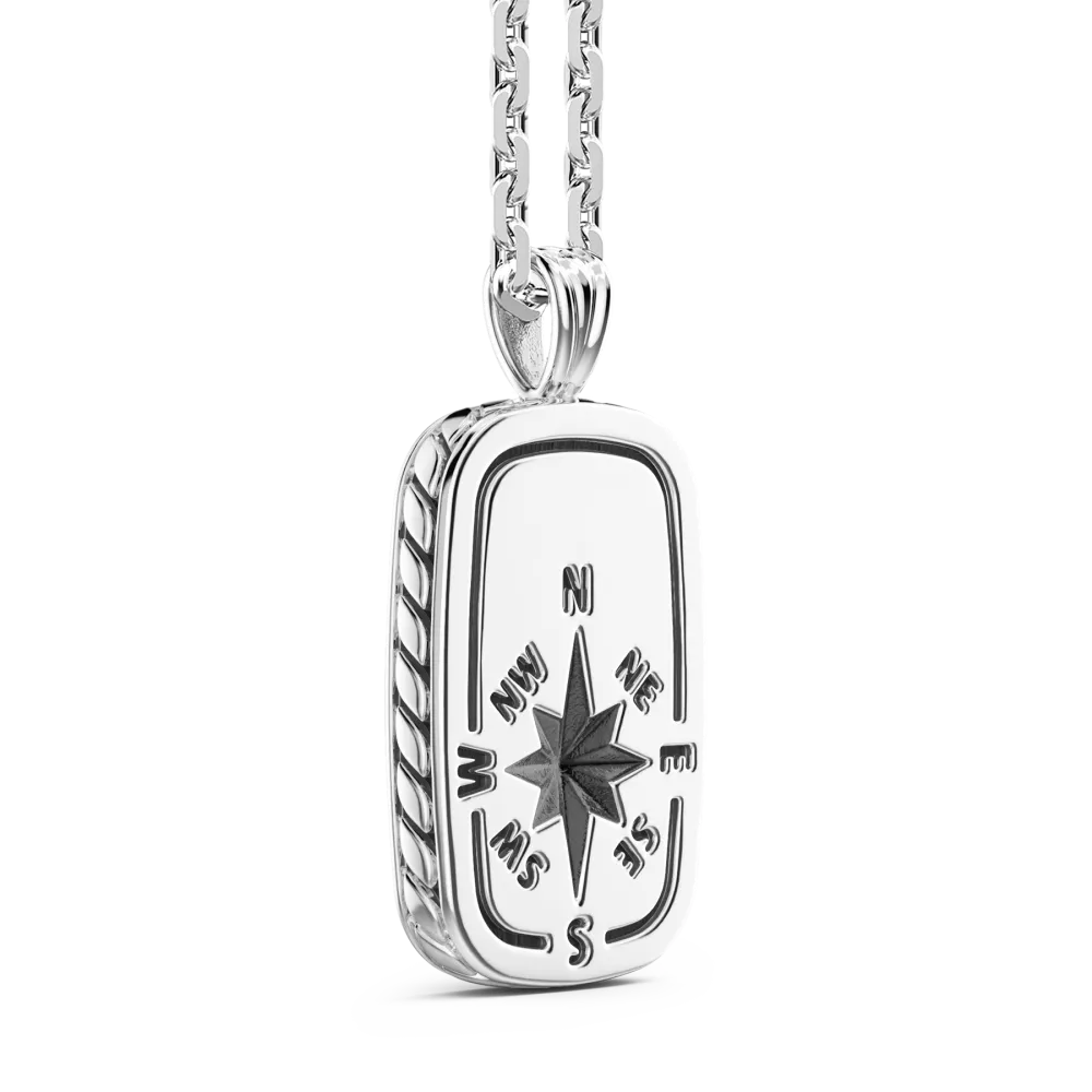 Collana Zancan in argento con pendente a targa e rosa dei venti.