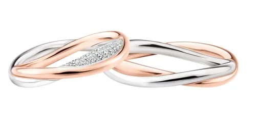 Coppia Fedi Polello in Oro Bianco e Rosa  18 kt e Diamanti Ref. E 3064DBR – E 3064UBR