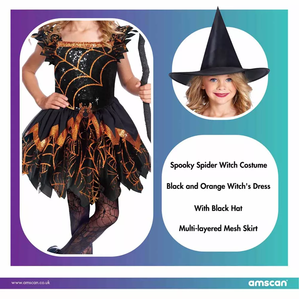 Costume da strega ragno verde da bambina
