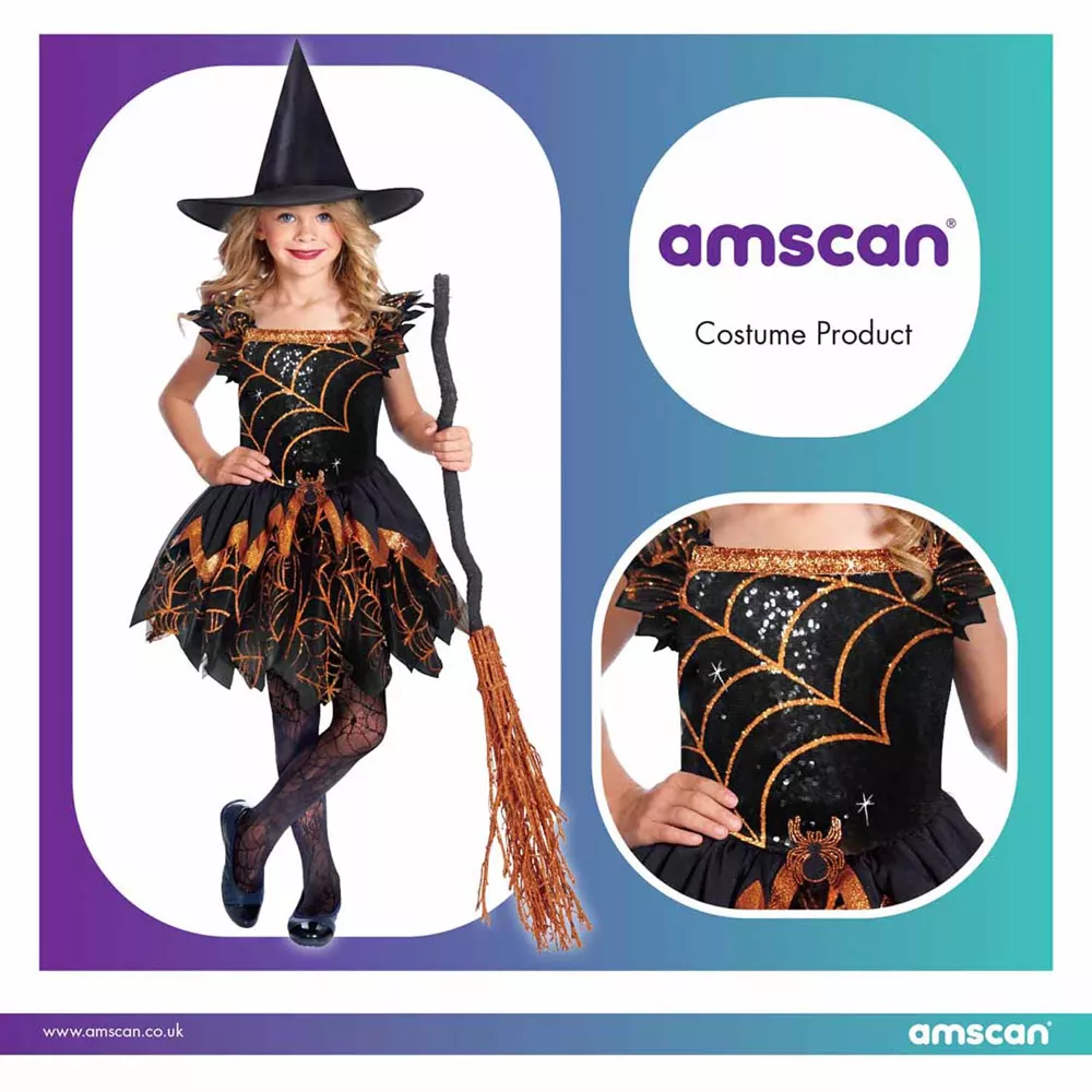 Costume da strega ragno verde da bambina