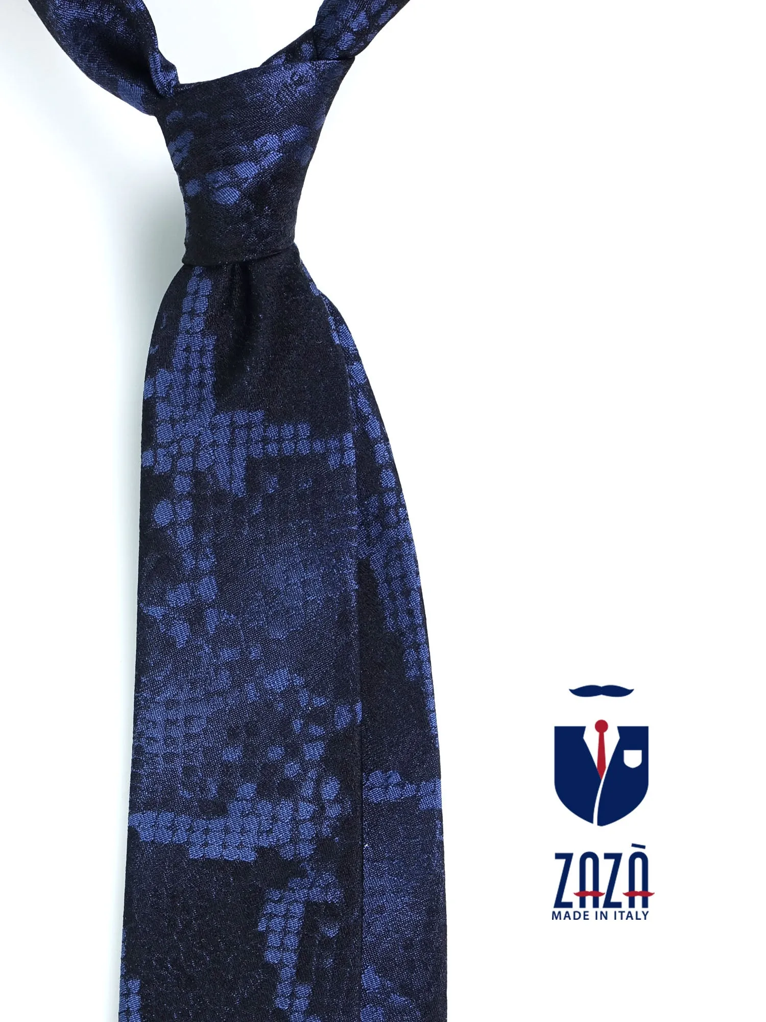 Cravatta 3 pieghe blu in seta jacquard PYTHON 
