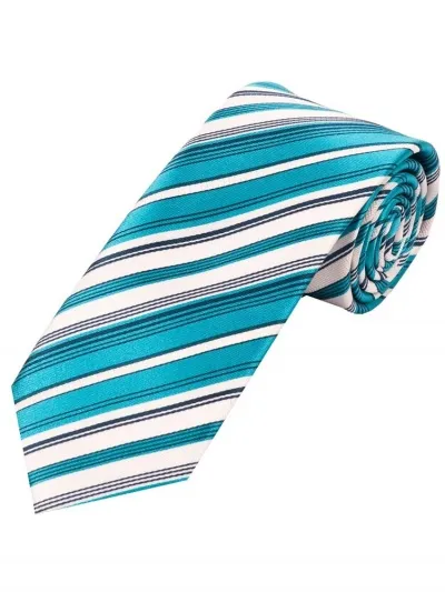Cravatta stretta perfetta con motivo a righe Lagoon Blu scuro Bianco