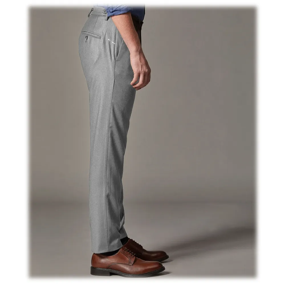 Cruna - Pantalone Raval in Flanella di Lana - 628 - Grigio Roccia - Handmade in Italy - Pantaloni di Alta Qualità Luxury
