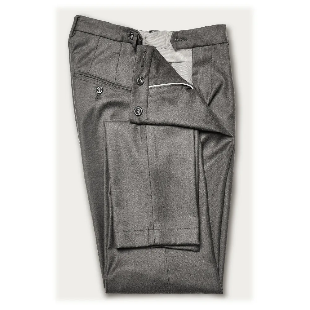Cruna - Pantalone Raval in Flanella di Lana - 628 - Grigio Roccia - Handmade in Italy - Pantaloni di Alta Qualità Luxury