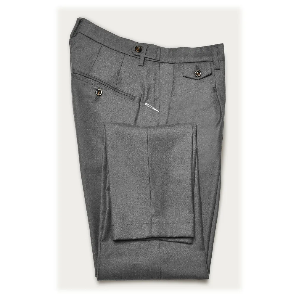 Cruna - Pantalone Raval in Flanella di Lana - 628 - Grigio Roccia - Handmade in Italy - Pantaloni di Alta Qualità Luxury
