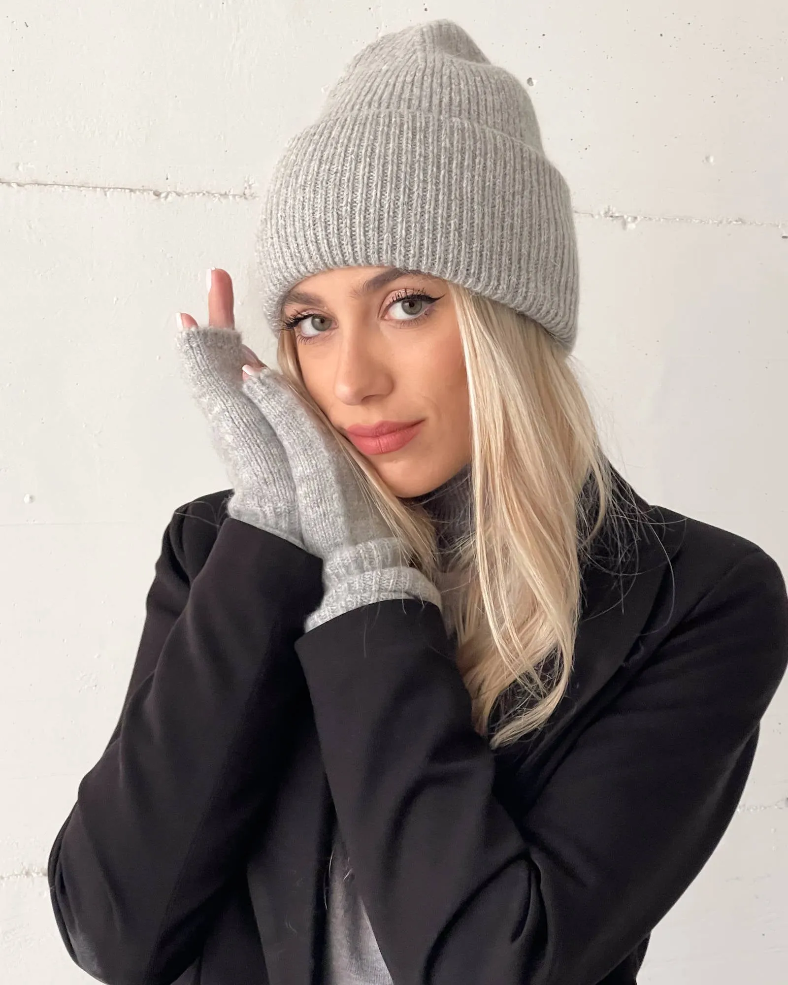 CUFFIA IN MISTO VISCOSA GRIGIO CHIARO