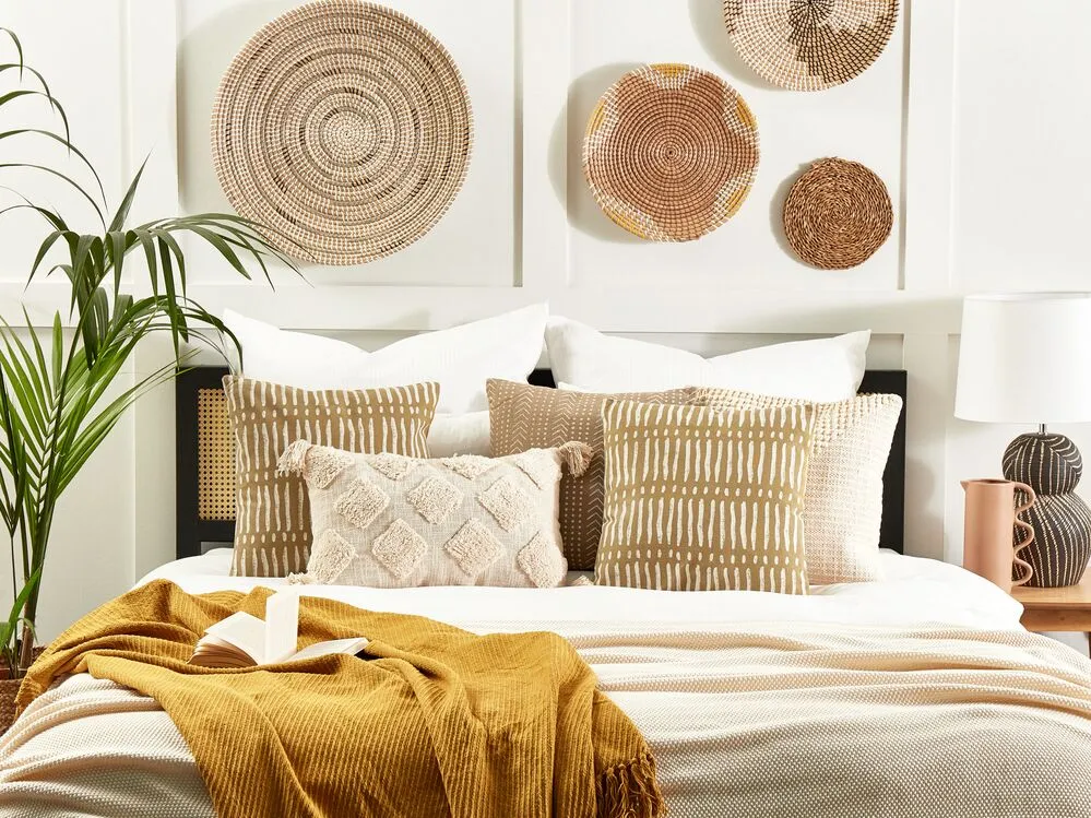 Cuscino decorativo SALIX Cotone 45 x 45 cm Beige sabbia A strisce