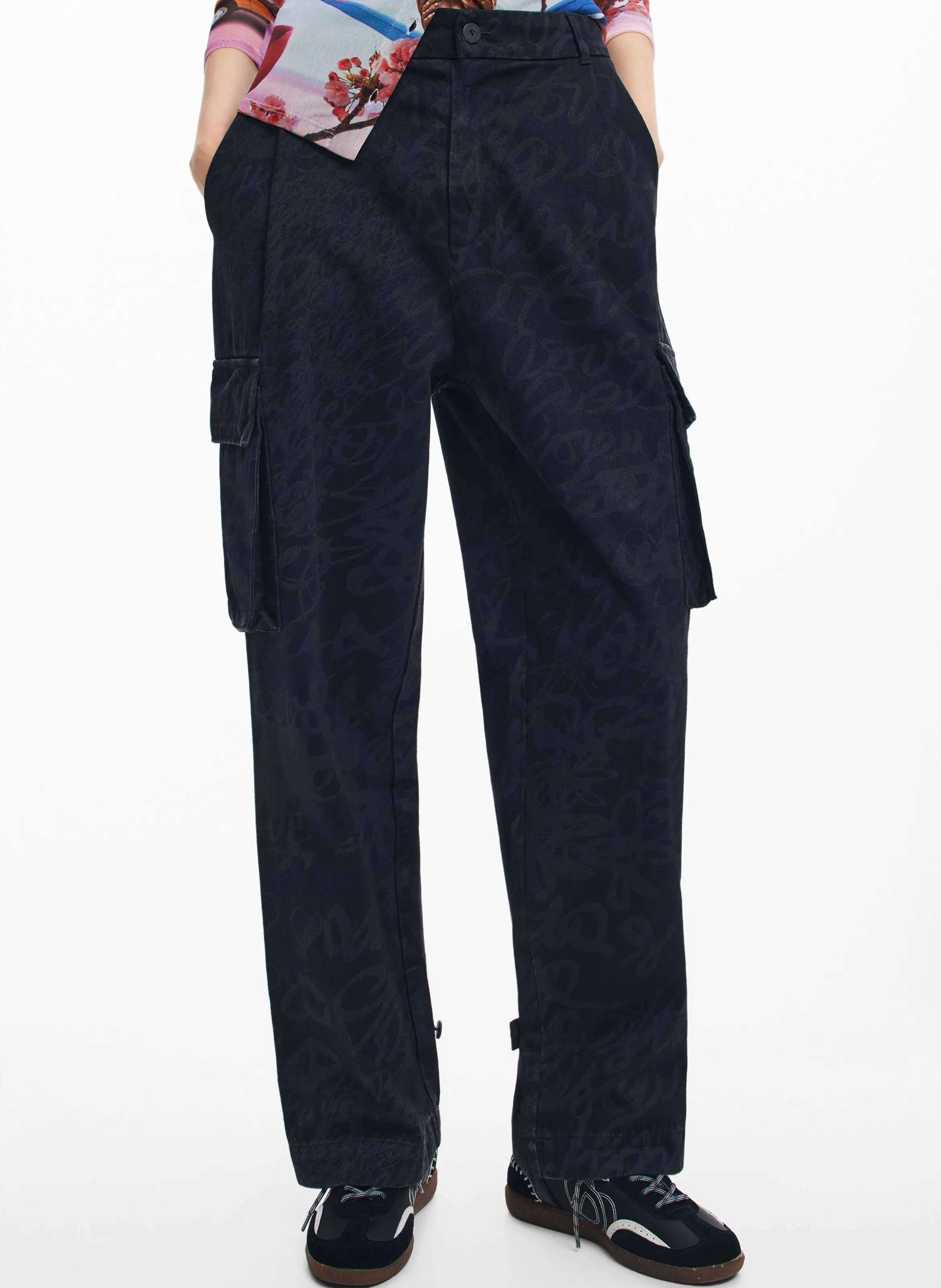  DESIGUAL   Cargo stampato in cotone | Nero