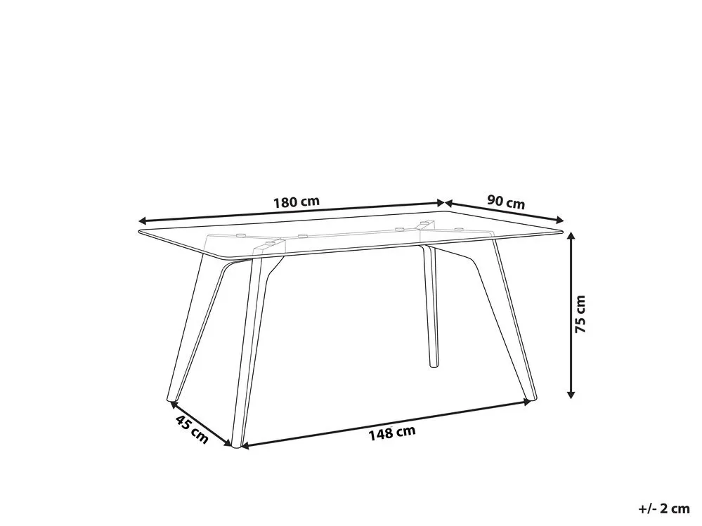 Dining Table HUDSON Transparent 180 cm 90 cm Tempered Glass