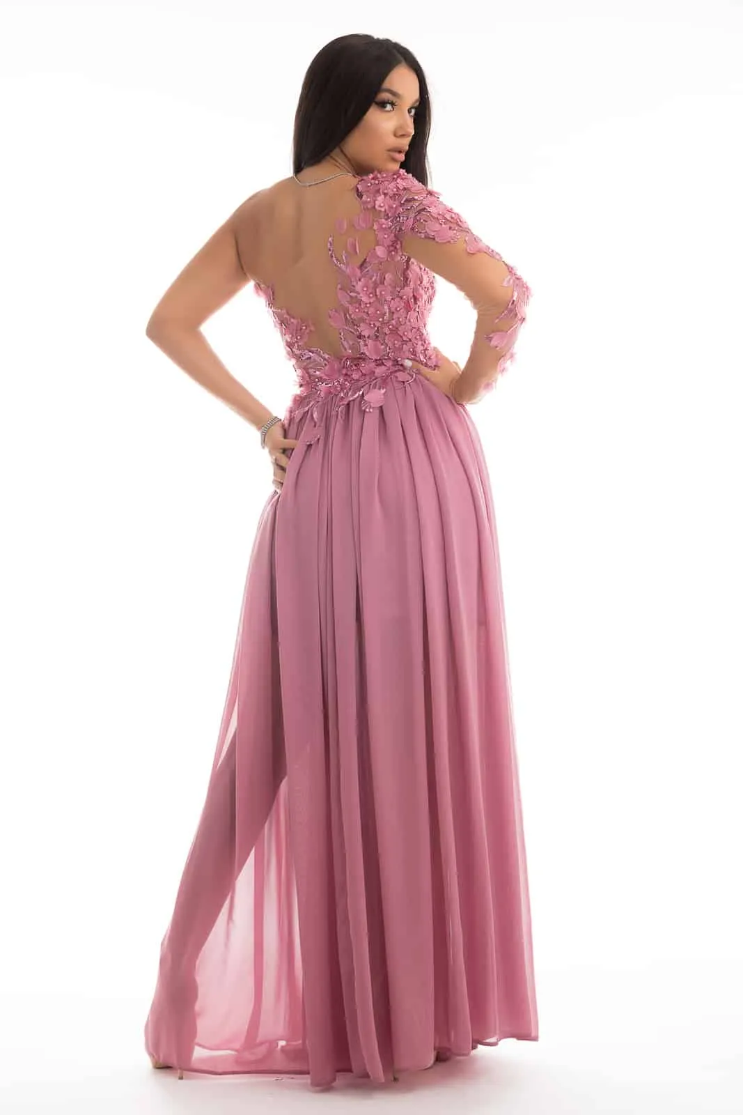 Elegante abito da cerimonia modello mono manica