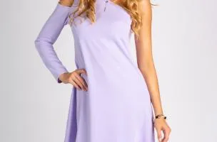 ELEGANTE MINI ABITO CON SCOLLO ASIMMETRICO LAVITA, LILLA
