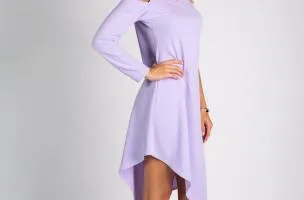ELEGANTE MINI ABITO CON SCOLLO ASIMMETRICO LAVITA, LILLA
