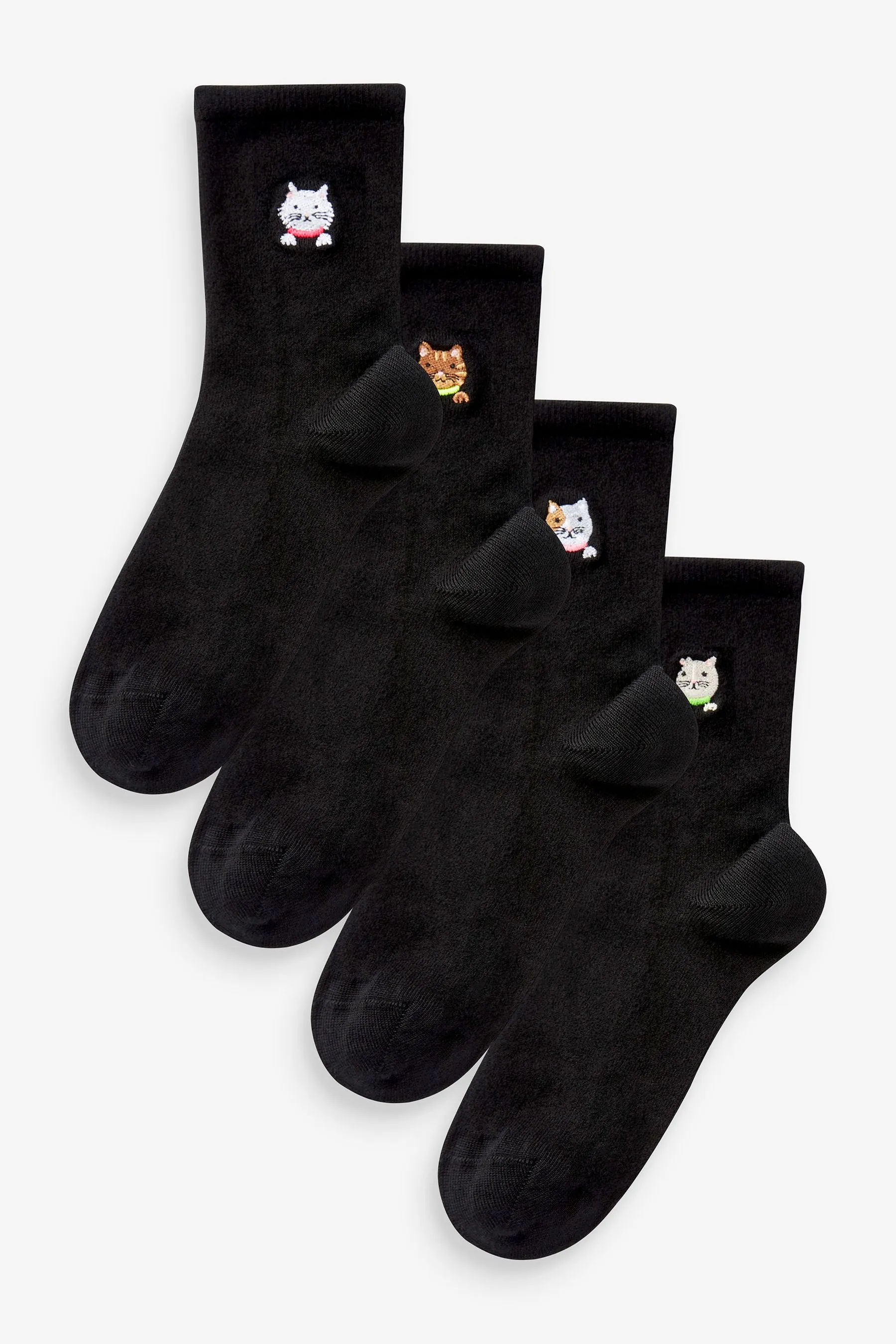 Embroidered Motif Ankle Socks 4 Pack    