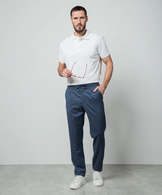 Enrico Mandelli Pantaloni blu in lana GYM02B4531
