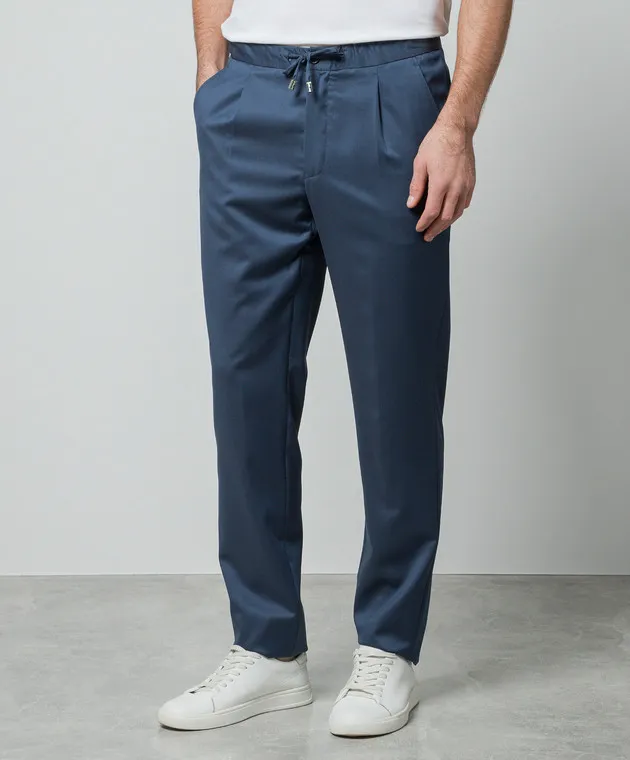 Enrico Mandelli Pantaloni blu in lana GYM02B4531