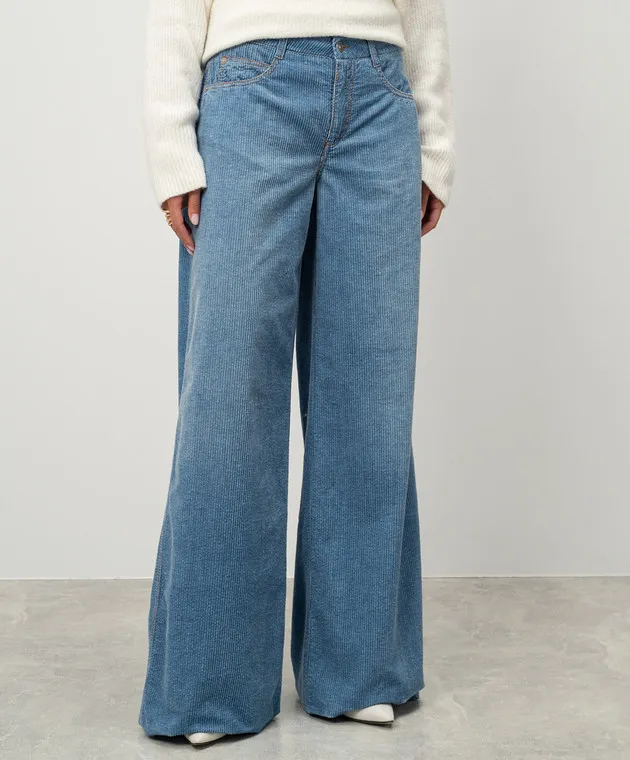 Ermanno Scervino Pantaloni di velluto blu D457P368FGQ
