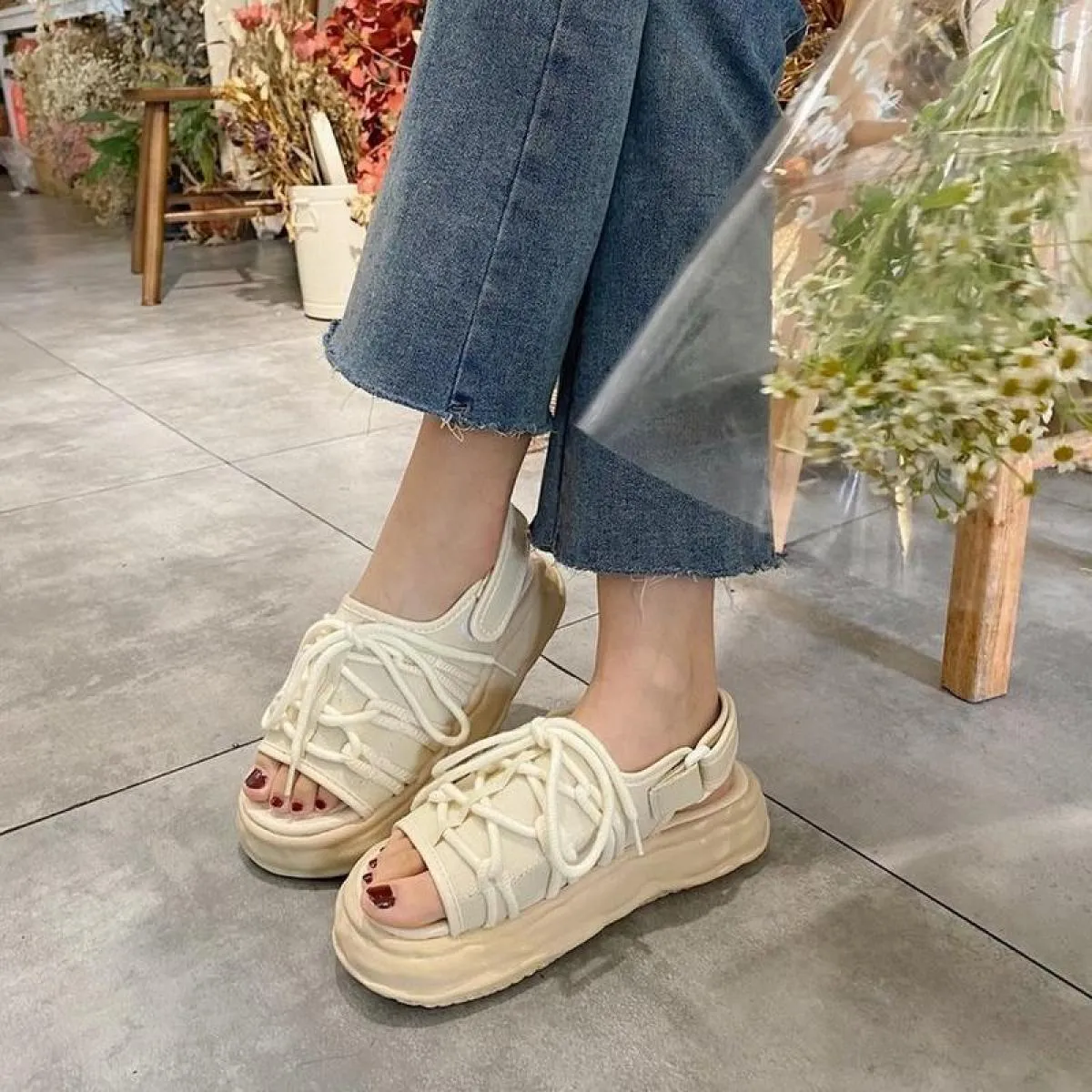 Estate nuovi sandali con plateau moda donna con suola spessa scarpe firmate romane casual sandali con plateau Sandalias Mujer 20