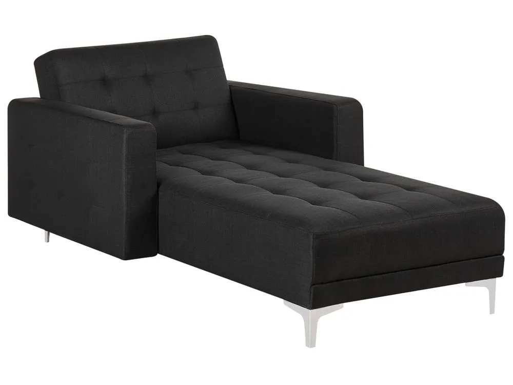 Fabric Chaise Lounge Graphite Grey ABERDEEN